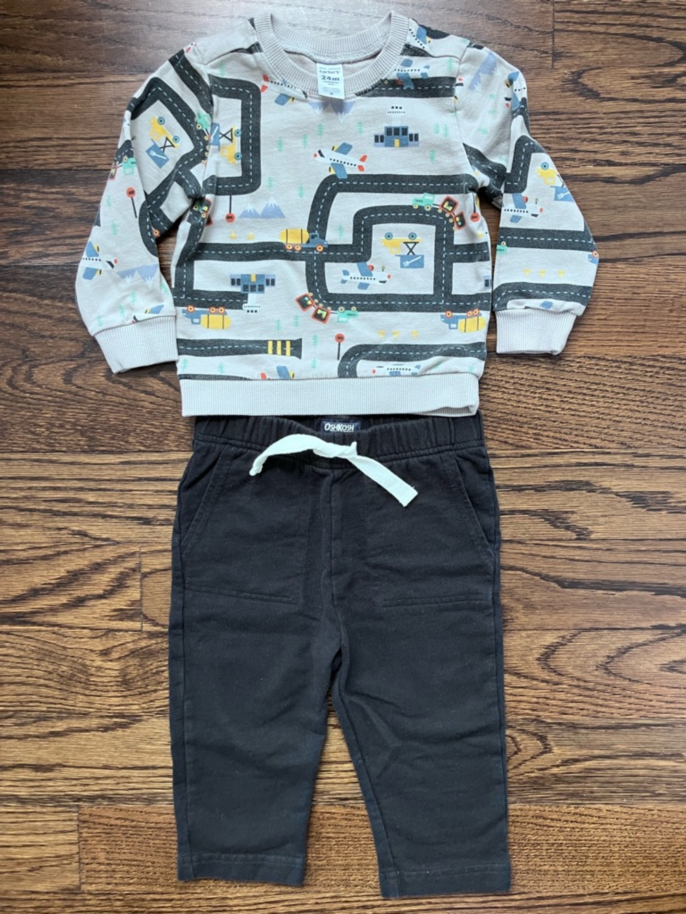 Airplane Sweatshirt and Black Pants Matching Outfit